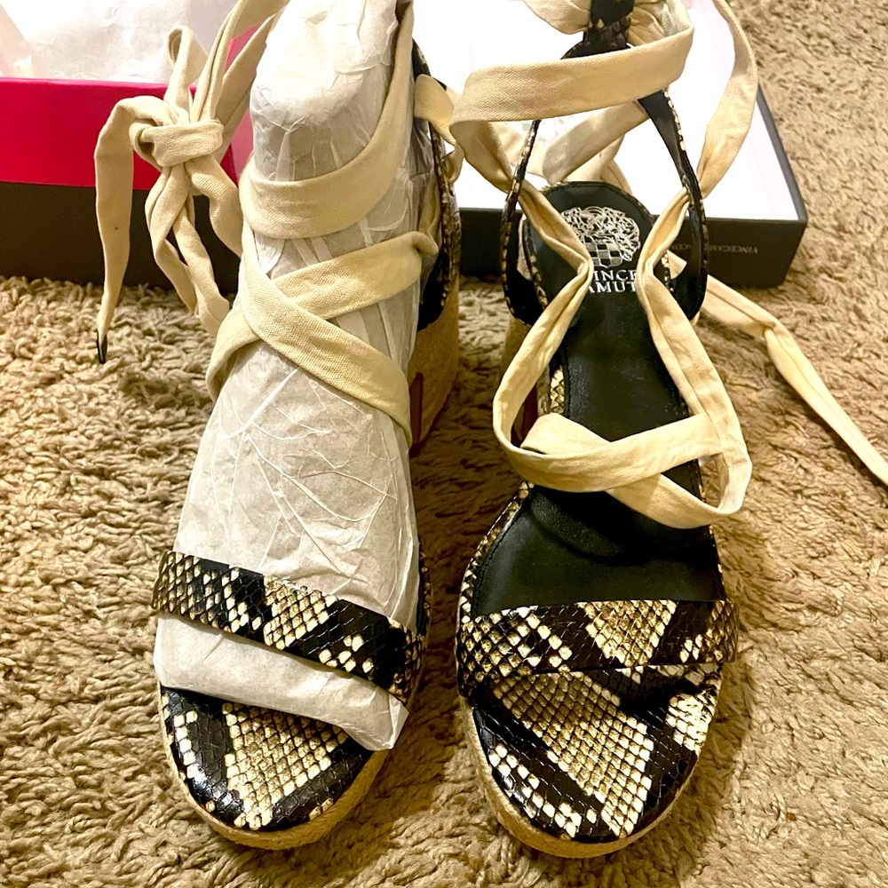 Roreka Canvas Snake Platform Espadrille Sandals